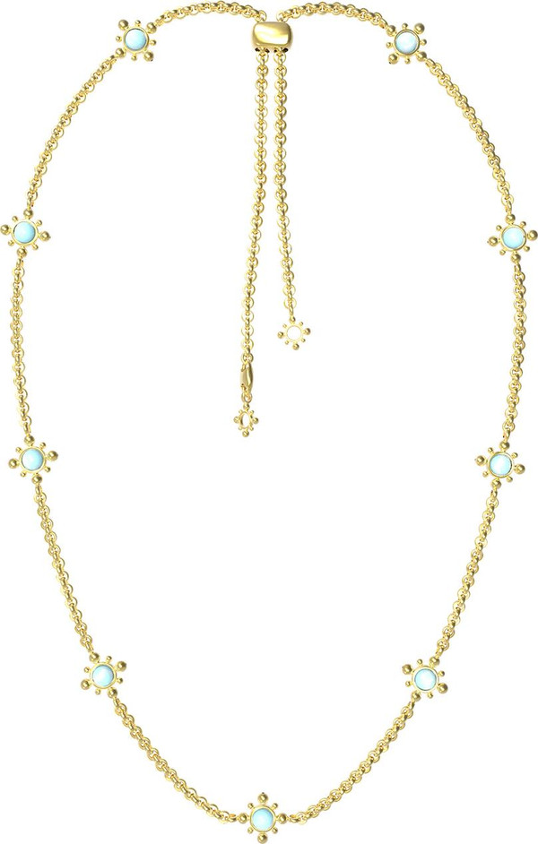 Колье из лимонного золота 585 пробы c бирюзой