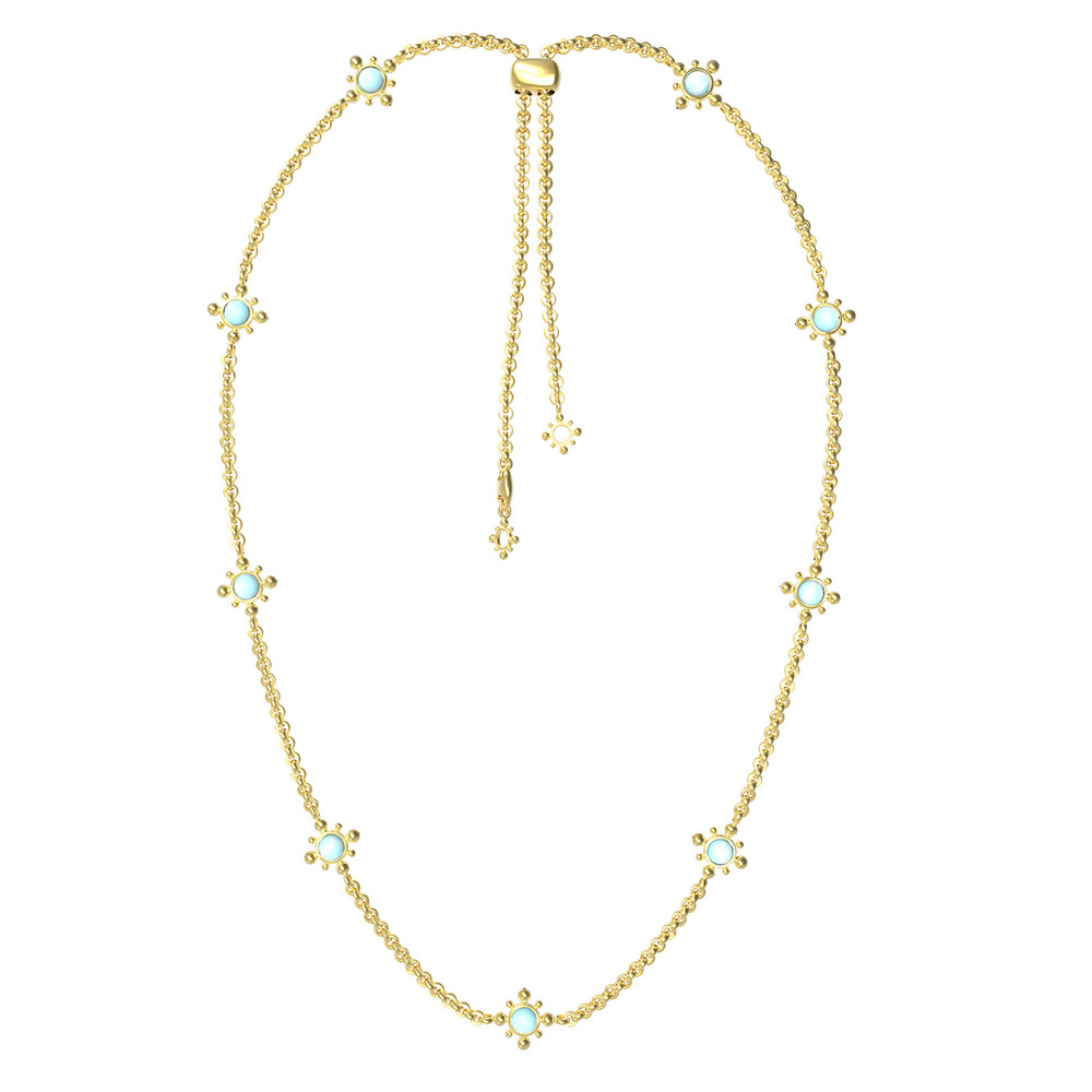 Колье из лимонного золота 585 пробы c бирюзой