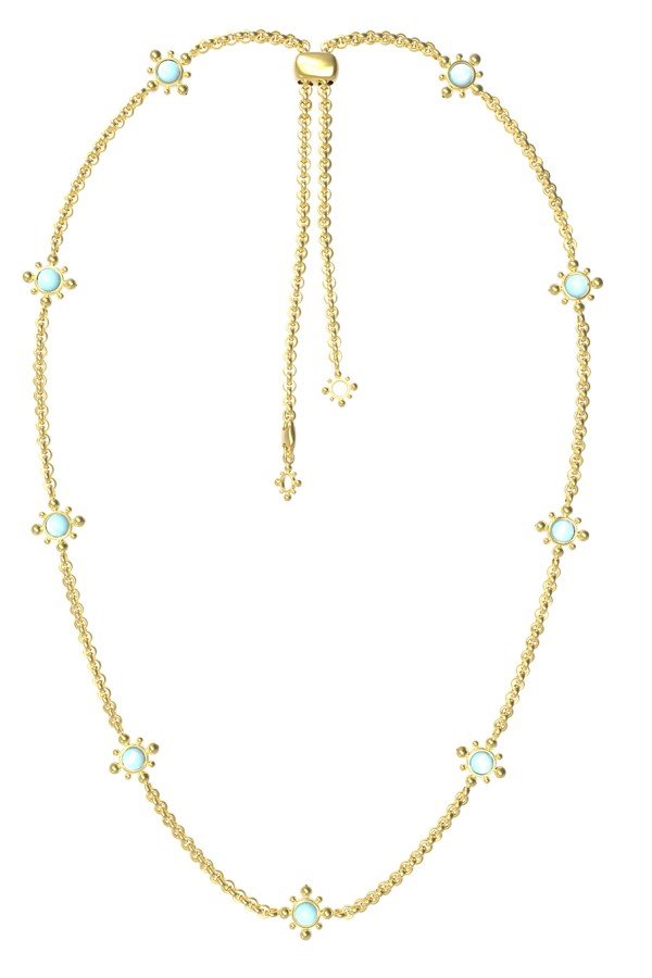 Колье из лимонного золота c бирюзой