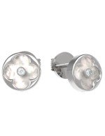 Серьги из белого золота c бриллиантами и перламутром