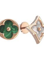 Серьги из золота c малахитом и перламутром