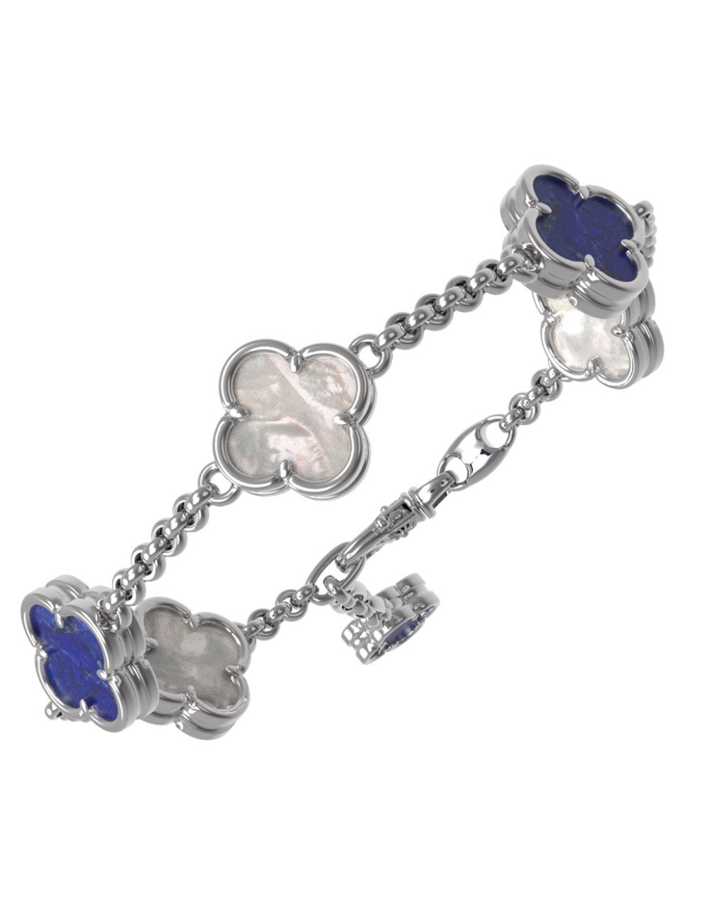 Браслет из белого золота c лазуритом и перламутром