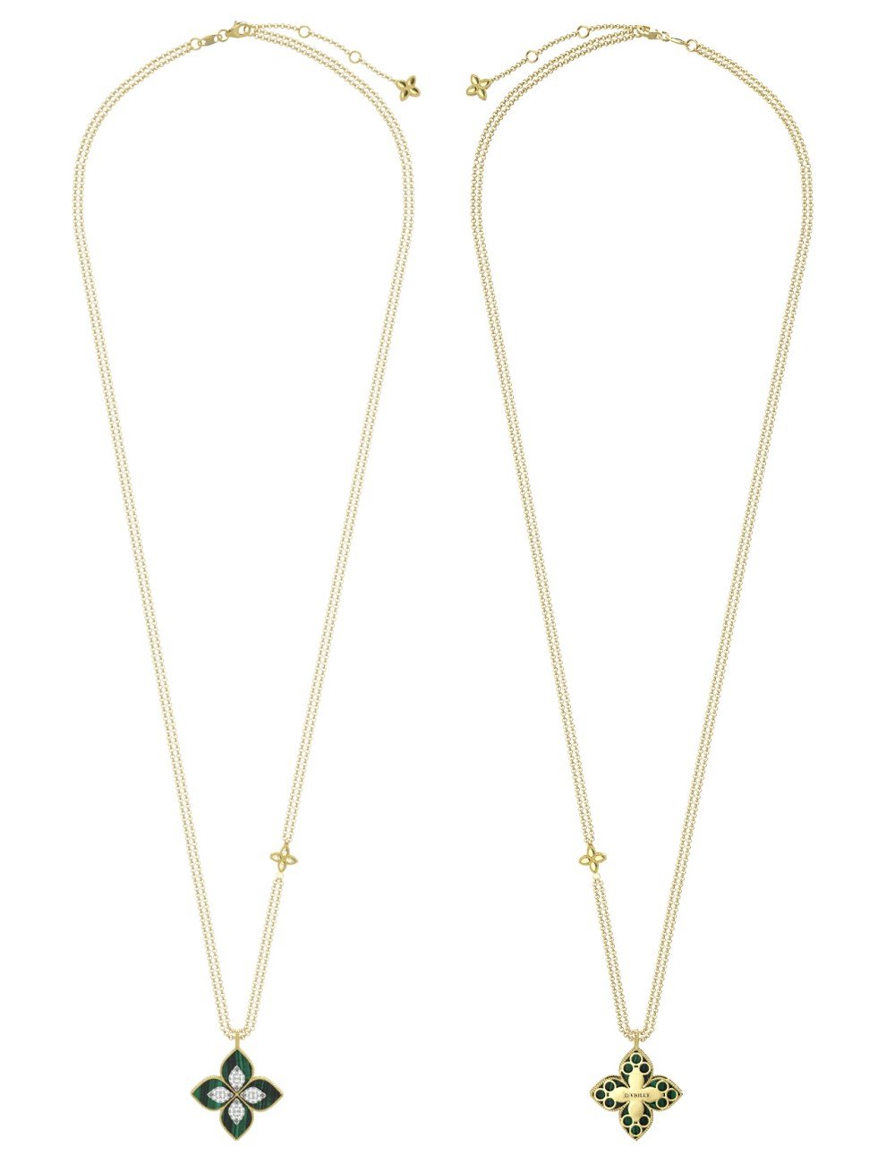 Колье из лимонного золота c бриллиантами и малахитом