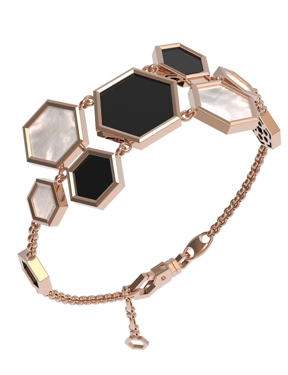 Браслет из золота c ониксом и перламутром