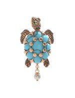 Подвеска из золота c эмалью, жемчугом и бирюзой