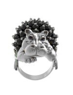 Кольцо из белого золота c эмалью и ониксом