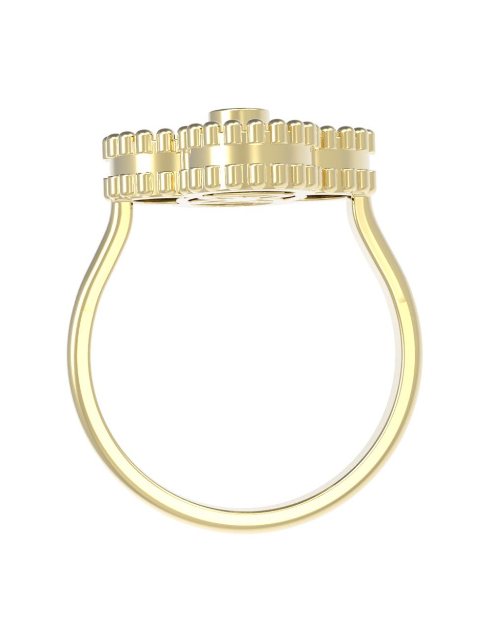 Кольцо из лимонного золота c бриллиантами и перламутром