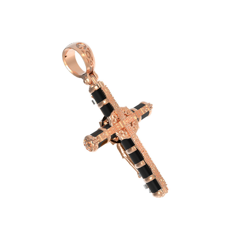 Крест из красного золота 585 пробы c ониксом