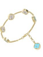 Браслет из лимонного золота c бриллиантами, бирюзой и перламутром