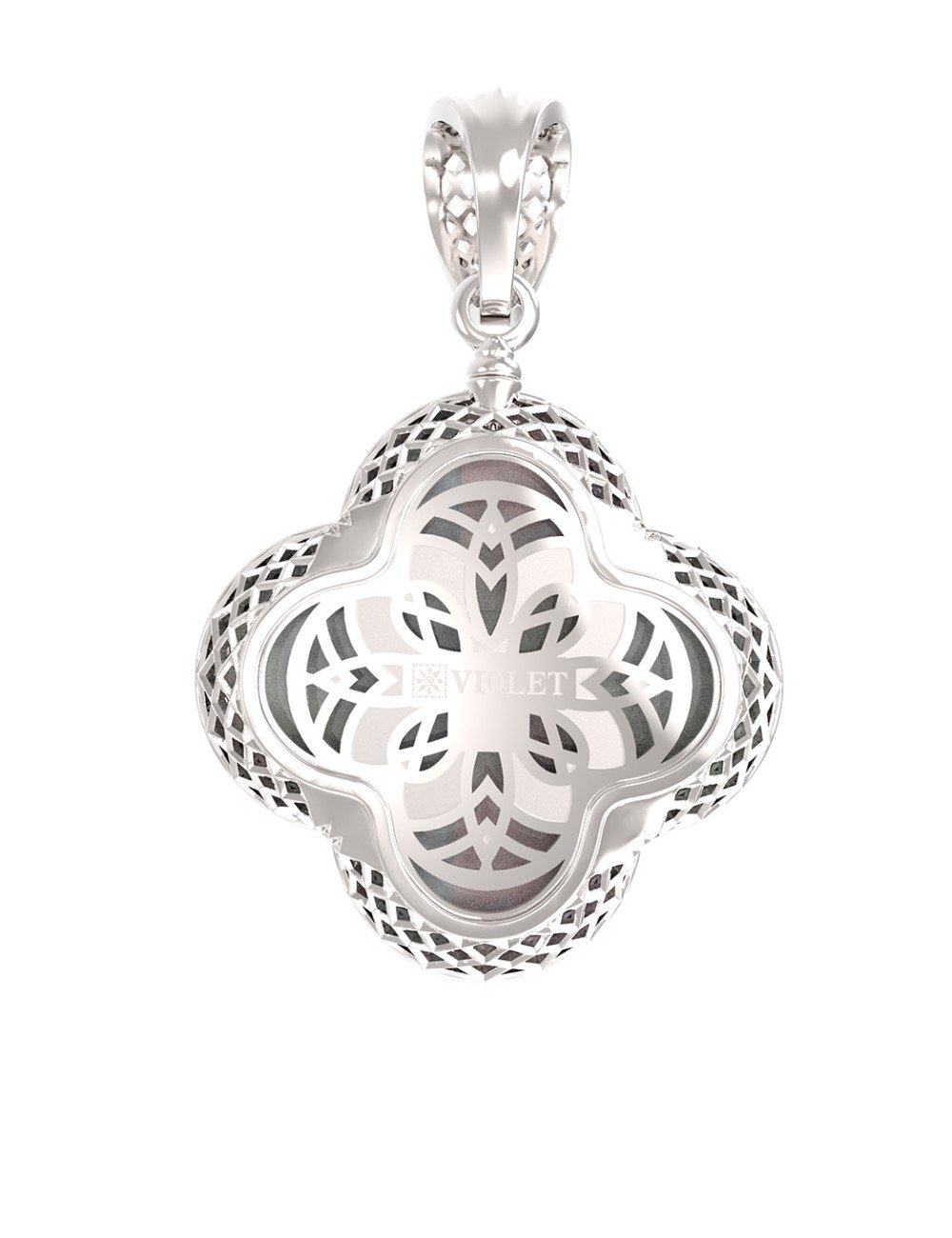 Подвеска из белого золота c эмалью и перламутром