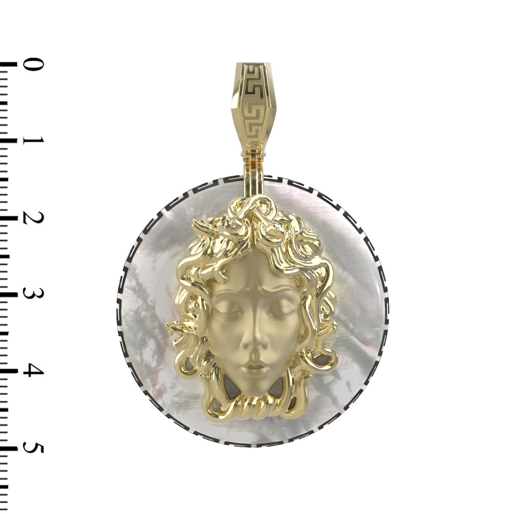 Подвеска из лимонного золота 585 пробы c эмалью и перламутром