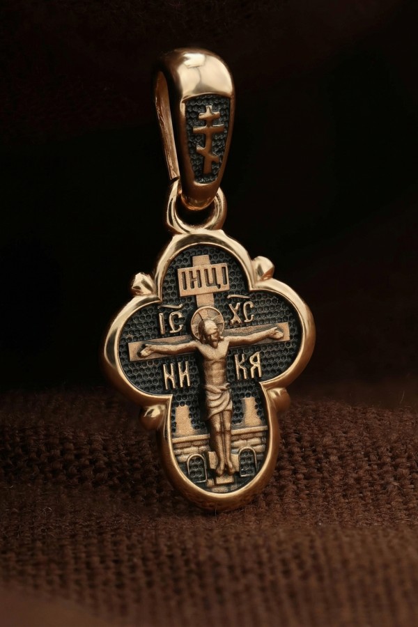 Крест из красного золота 585 пробы