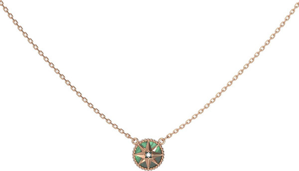 Колье из красного золота 585 пробы c бриллиантами и малахитом