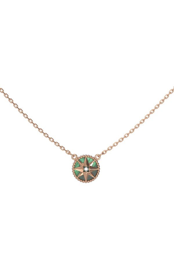 Колье из золота c бриллиантами и малахитом