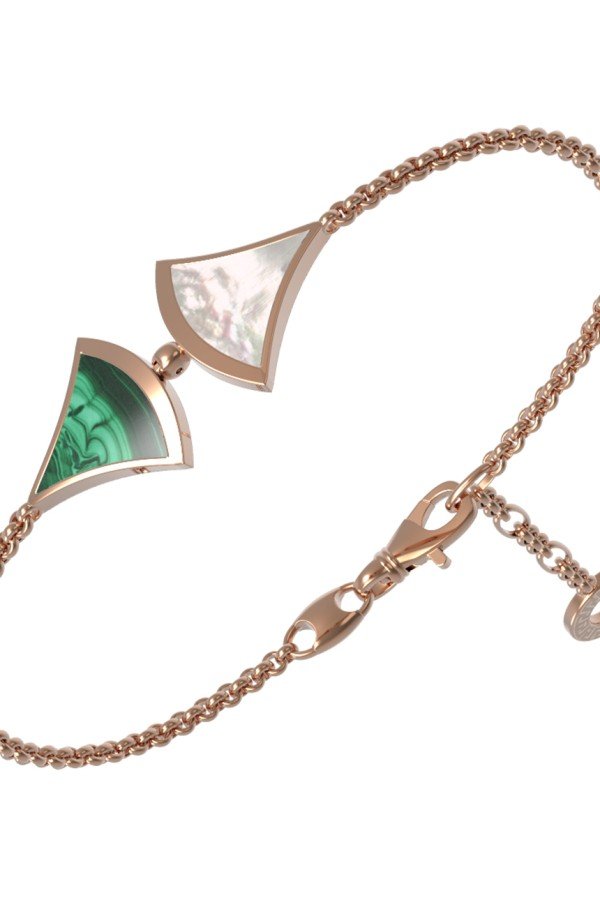 Браслет из золота c малахитом и перламутром