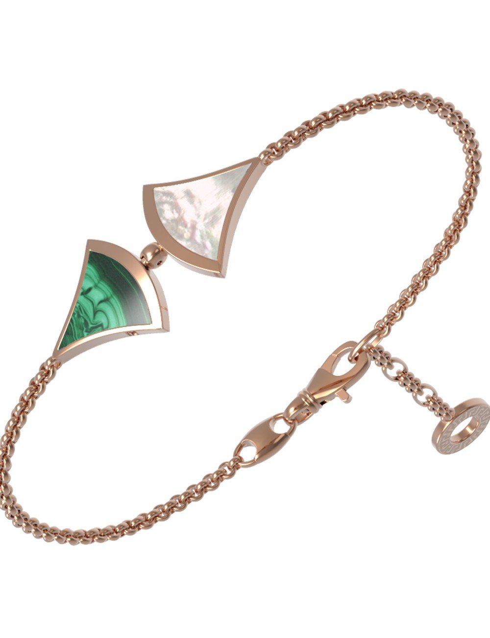 Браслет из золота c малахитом и перламутром