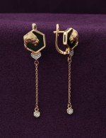 Серьги из золота c бриллиантами и ониксом