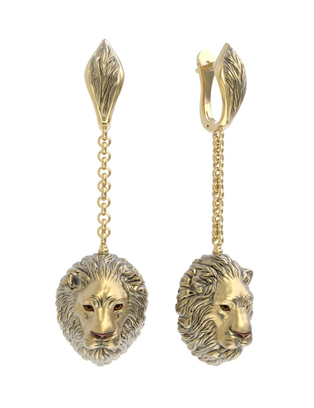 Серьги из лимонного золота c эмалью