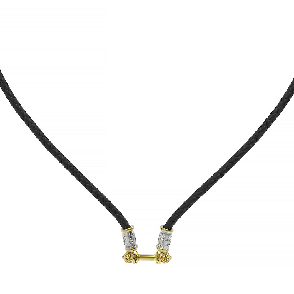 Цепь-шнурок кожа из лимонного золота 585 пробы c кожаным шнурком