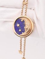 Колье из золота 585 пробы c бирюзой и лазуритом