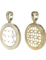 Подвеска из лимонного золота c эмалью и перламутром