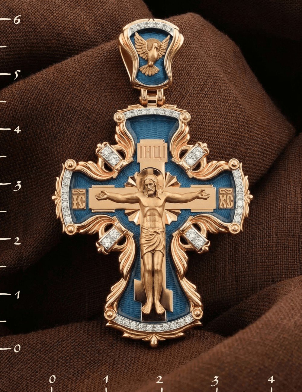 Крест из золота c эмалью и бриллиантами