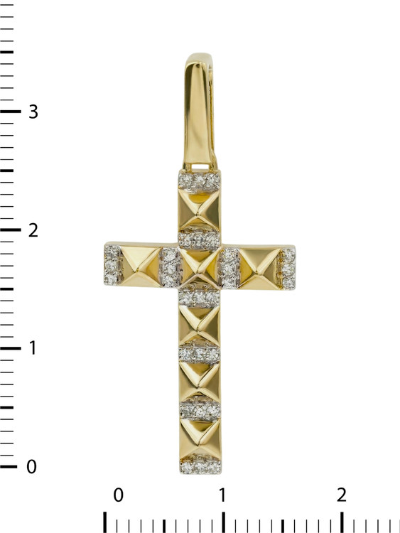Крест из лимонного золота 585 пробы c бриллиантами