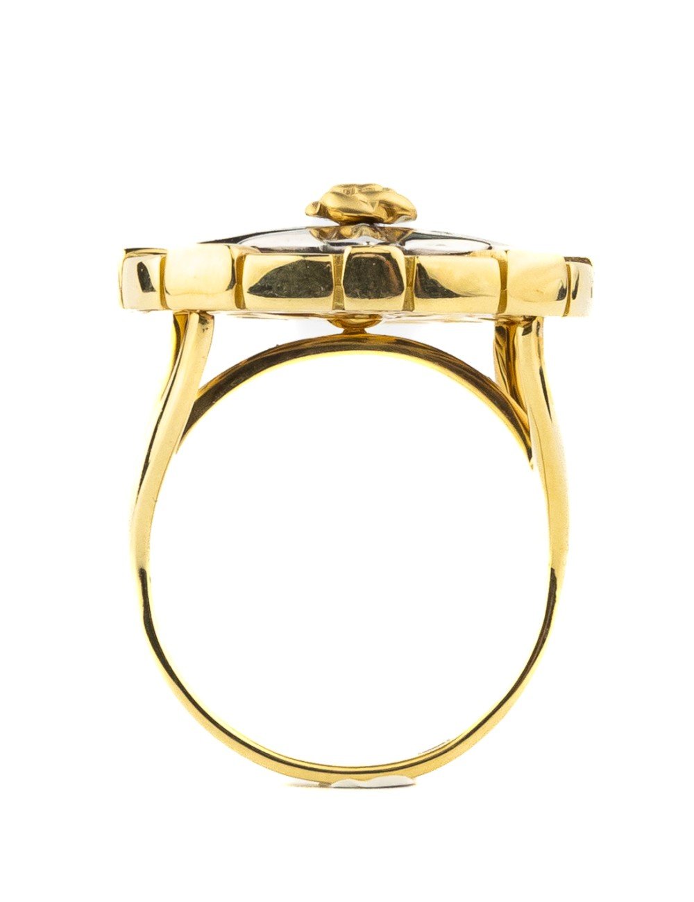 Кольцо из лимонного золота c эмалью и ониксом