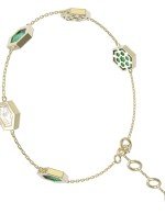 Браслет из лимонного золота c малахитом и перламутром
