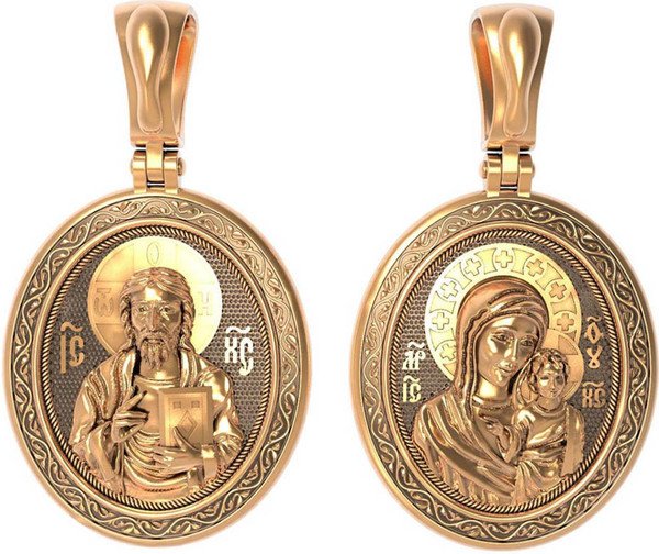 Нательная икона из красного золота 585 пробы