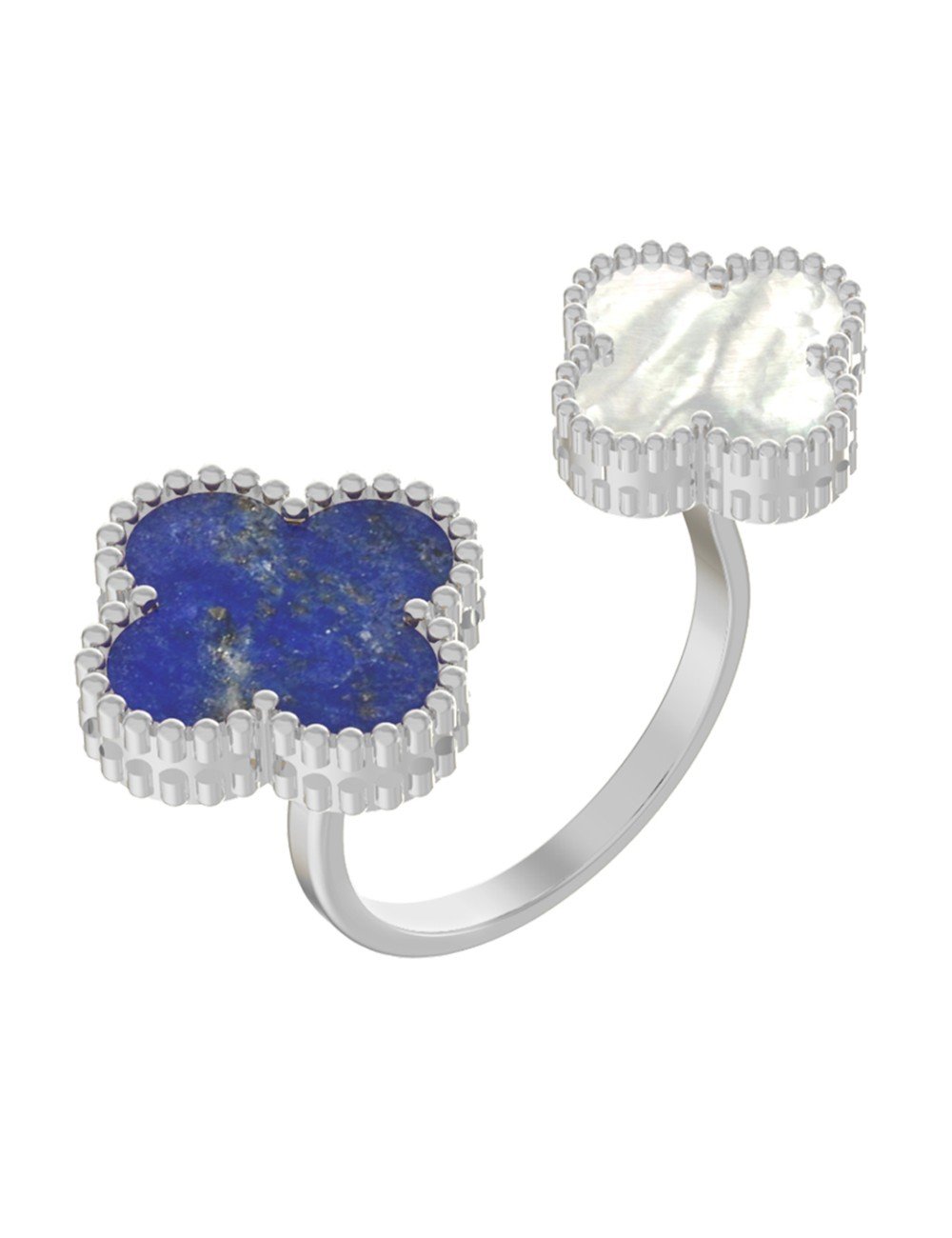 Кольцо из белого золота c лазуритом и перламутром