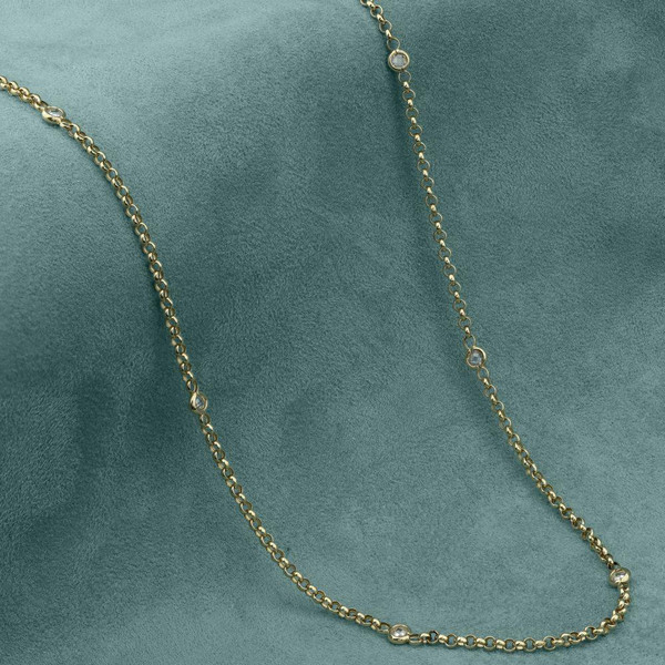 Цепь из лимонного золота 585 пробы c фианитом