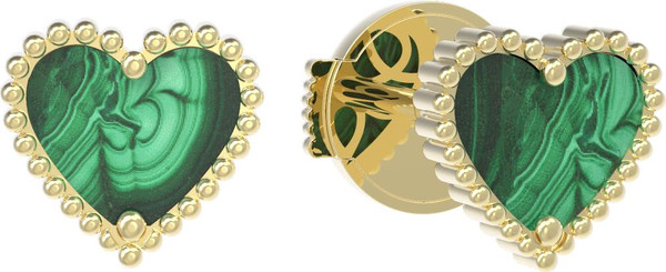 Серьги из лимонного золота 585 пробы c малахитом