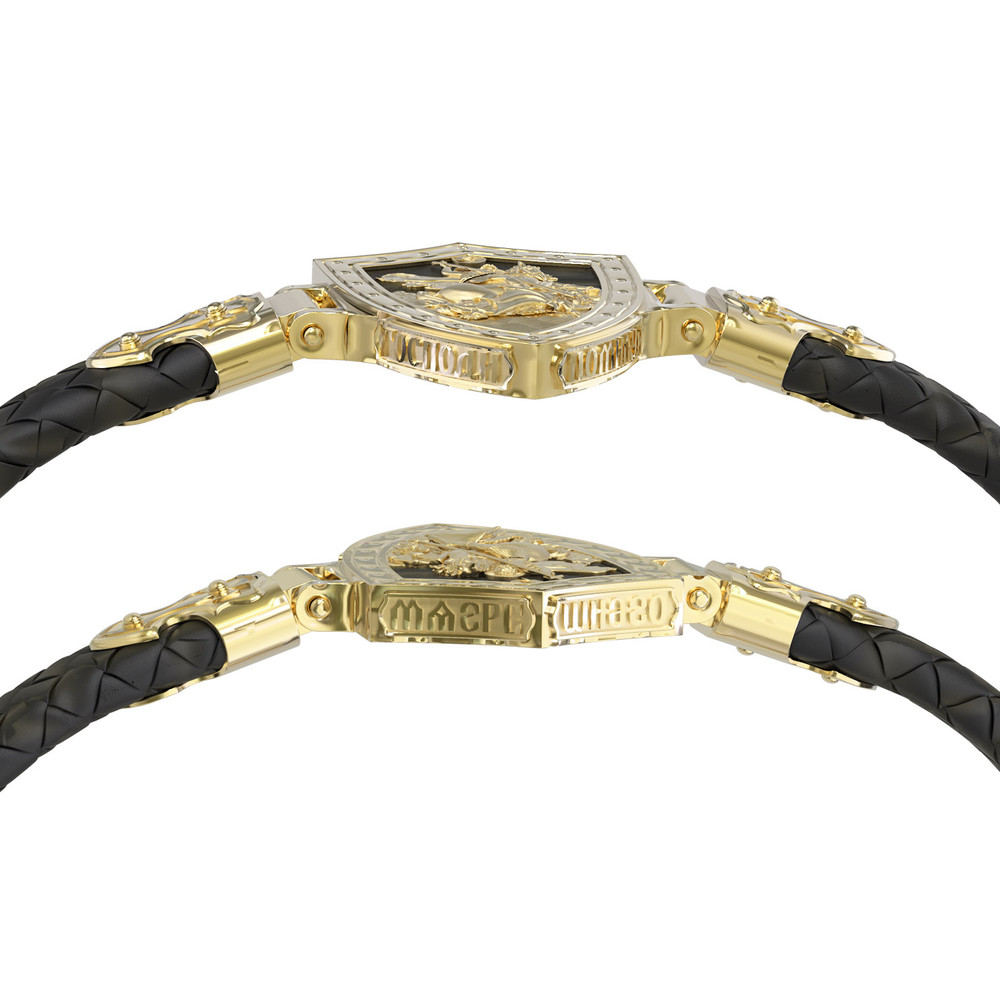 Браслет из лимонного золота 585 пробы c шнурком и ониксом