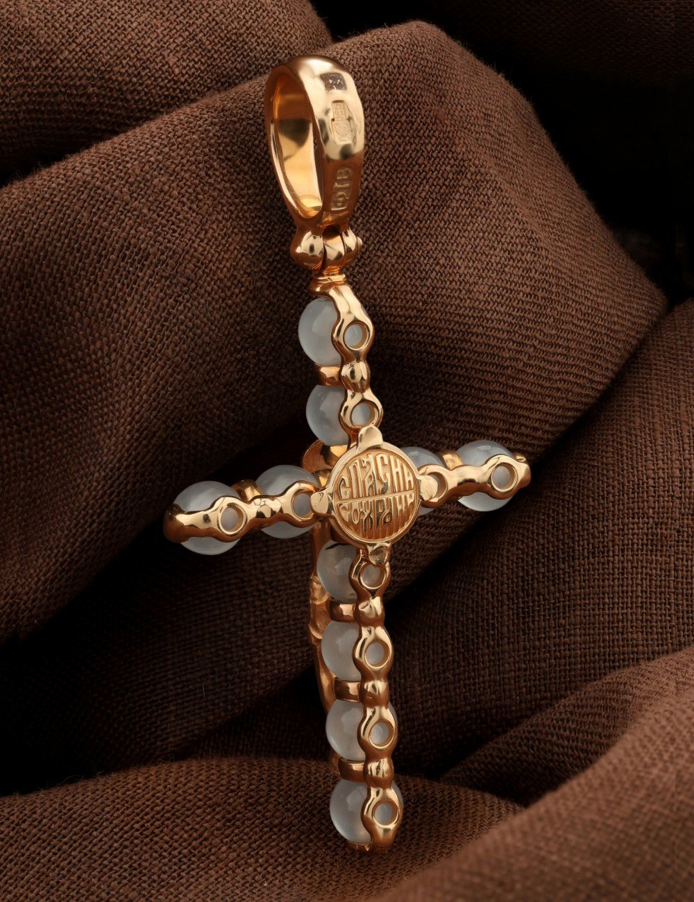 Крест из золота c агатом