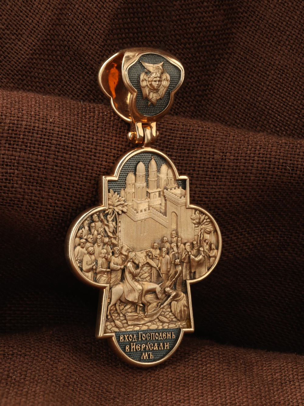 Крест из красного золота 585 пробы