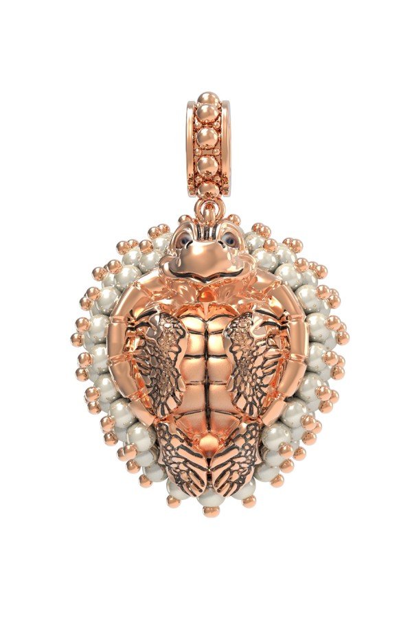 Подвеска из золота c эмалью и жемчугом