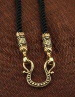 Шнурок шёлковый из лимонного золота c шёлковым шнурком