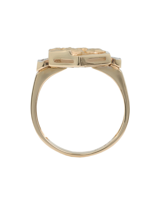 Кольцо из красного золота 585 пробы c бриллиантами и перламутром