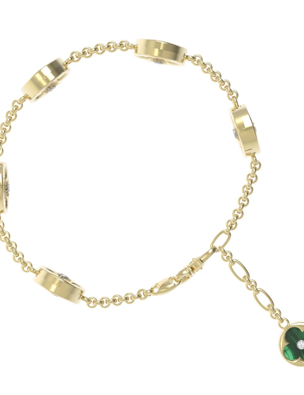Браслет из лимонного золота c бриллиантами, малахитом и перламутром