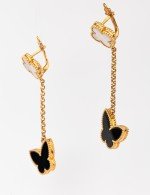 Серьги из золота c ониксом и перламутром