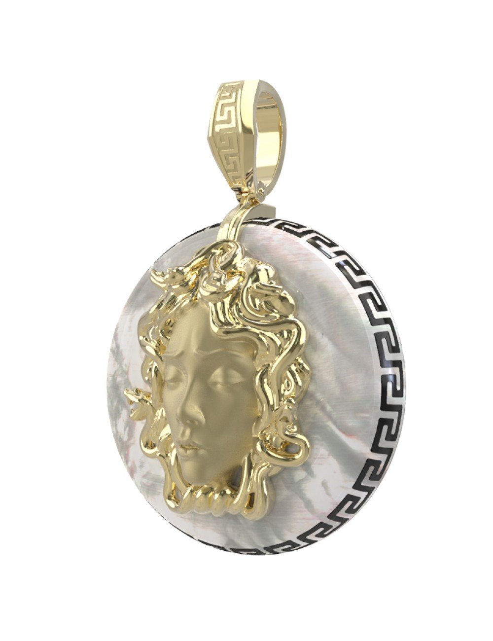 Подвеска из лимонного золота c эмалью и перламутром