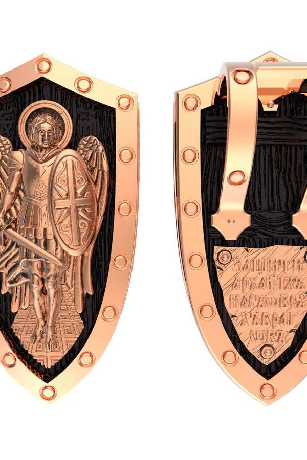 Образок из золота c эбеновым деревом