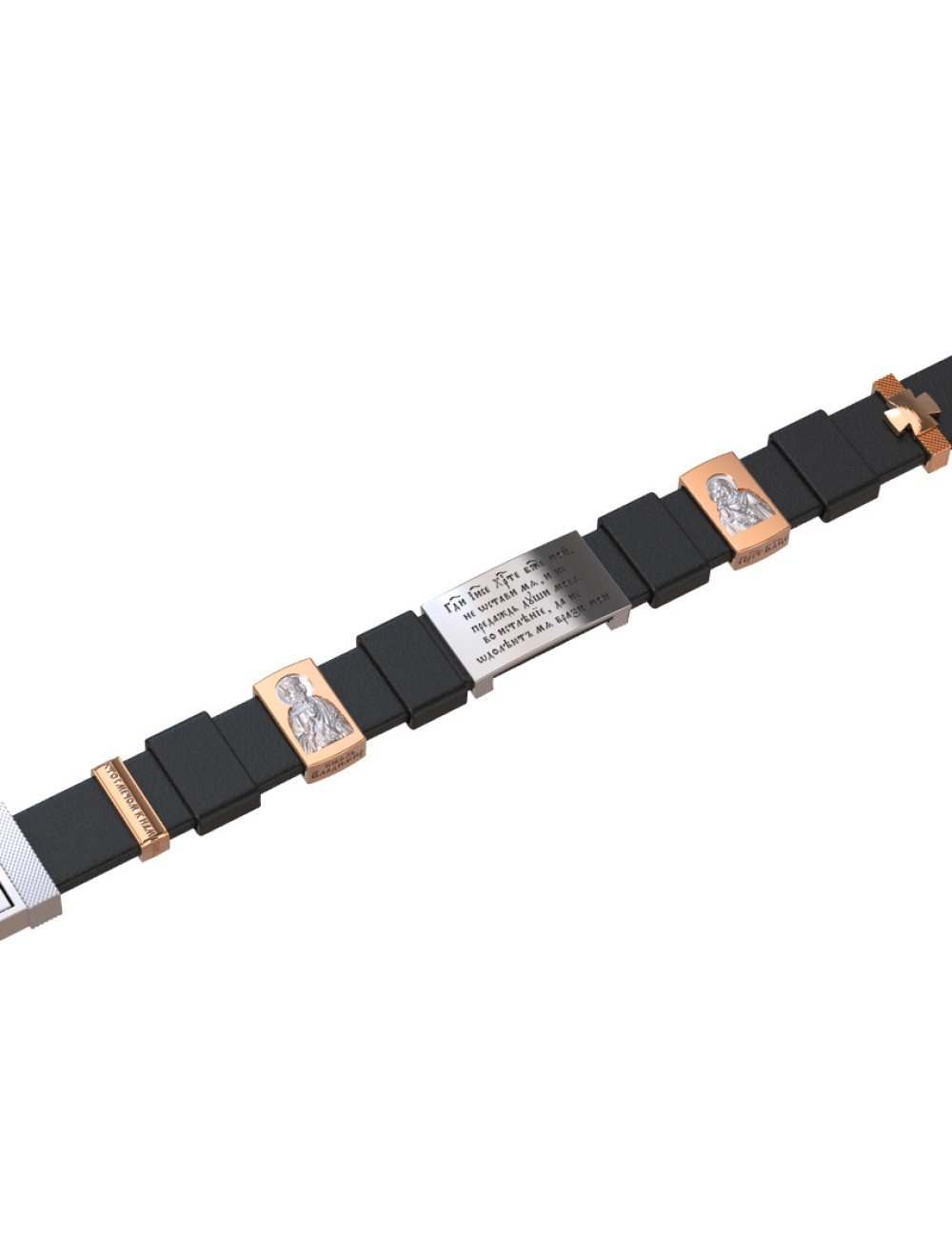 Браслет из белого золота c кожаным шнурком