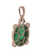 Подвеска из золота c эмалью, малахитом и перламутром