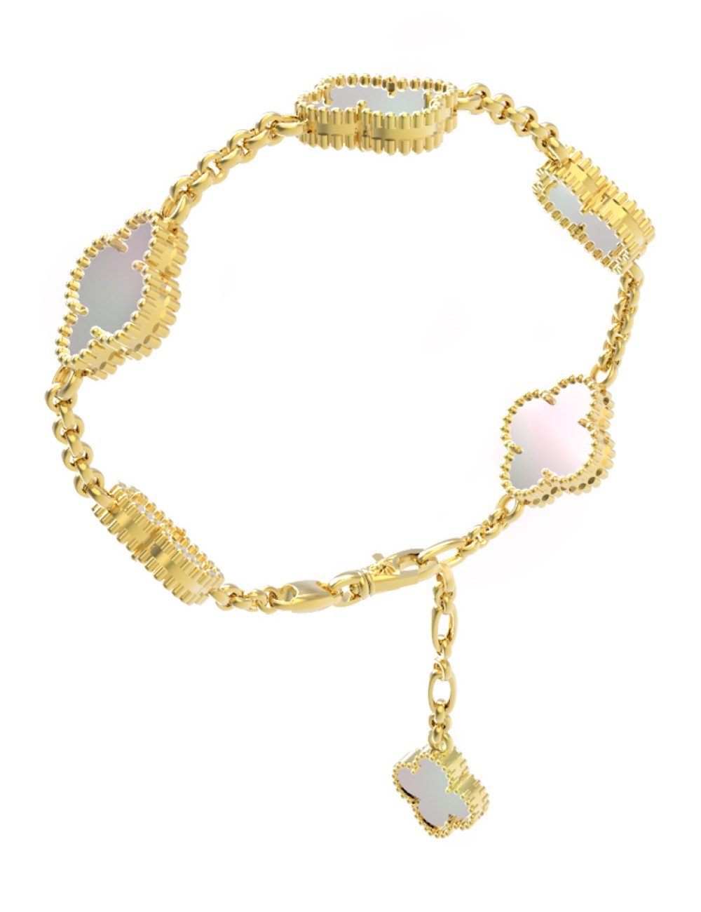 Браслет из лимонного золота c перламутром