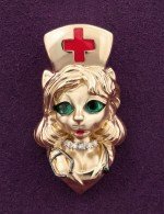 Подвеска из золота 585 пробы c эмалью, бриллиантами и рубином