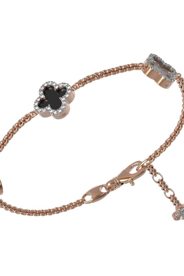 Браслет из золота c бриллиантами, ониксом и перламутром