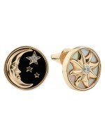 Серьги из золота c бриллиантами, ониксом и перламутром