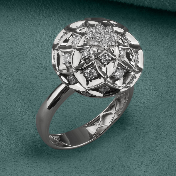 Кольцо из белого золота 585 пробы c бриллиантами